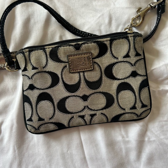 Coach Handbags - Coach Poppy Black and Grey Signature Wristlet